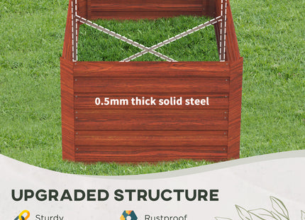 Galvanized Raised Garden Bed, Steel Outdoor Planters with Reinforced Rods, 71" x 36" x 23", Dark Brown