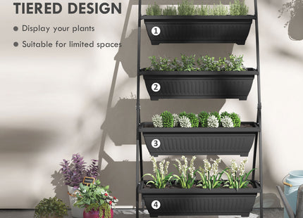 4-Tier Vertical Raised Garden Planter with 4 Boxes, Outdoor Plant Stand Grow Container for Vegetable & Flowers, Black