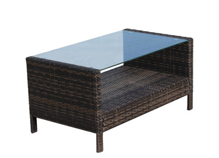 Outdoor Patio Furniture Coffee Table With Clear Tempered Glass