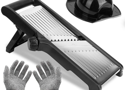 1Pc Mandoline Food Slicer Stainless Steel Food Cutter Vegetable Fruit Chopper Grater Peeler Kitchen Julienne Slicer With 5 Adjustable Blades Food Holder