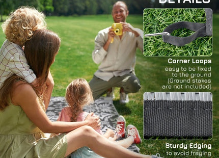 Outsunny Reversible Outdoor Rug, 9 X 18 Waterproof Plastic Straw Floor Mat, Portable RV Camping Carpet With Carry Bag, Large Floor Mat For Backyard, Deck, Picnic, Beach, Gray  White Floral