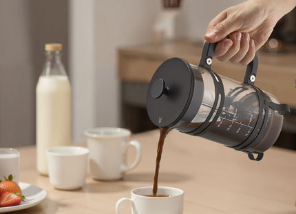 French Press Coffee Maker 34 Oz Borosilicate Glass Coffee Tea Press Silver