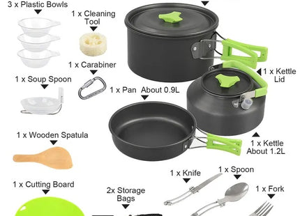 16Pcs Camping Cooking Ware Set Camping Stove Cookware Kit