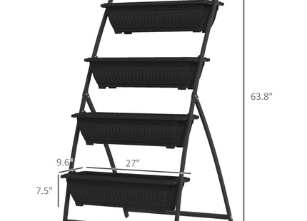 4-Tier Vertical Raised Garden Planter with 4 Boxes, Outdoor Plant Stand Grow Container for Vegetable & Flowers, Black