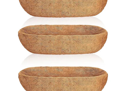 3Pcs 24in/30in/36in Trough Coco Liners For Planters Coconut Coir Planter For Window Box Hanging Trough Basket Half Moon Planter Liner Replacement For Garden Fence Flower Vegetable