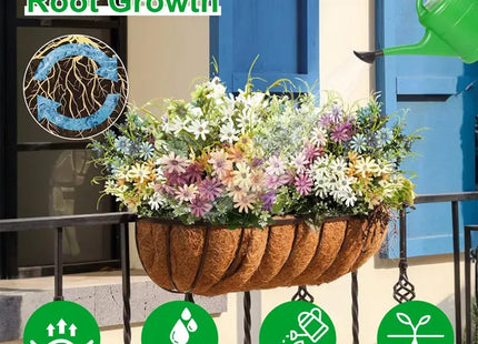 3Pcs 24in/30in/36in Trough Coco Liners For Planters Coconut Coir Planter For Window Box Hanging Trough Basket Half Moon Planter Liner Replacement For Garden Fence Flower Vegetable