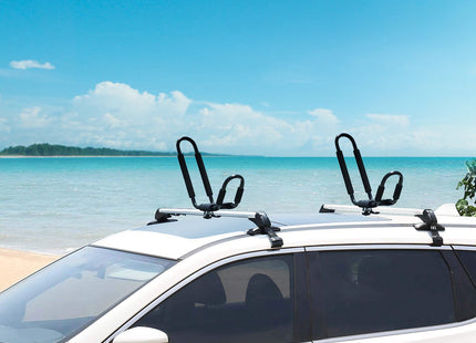 1 Pair Universal J-Bar Kayak Carrier 220LBS Load Heavy Duty Canoe Car Top Mount Carrier Roof Rack With 2Pcs Tie Down Straps