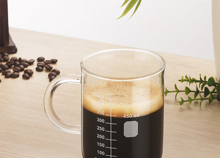 1PCS High Borosilicate Glass Cup,Coffee Cup,Coffee Shared Cup With Scale Marking