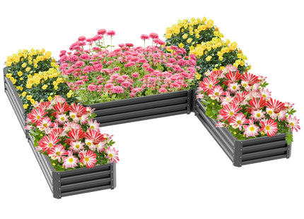 Steel Raised Garden Bed, Set of 5 Large Box Planters for Outdoor Plants Vegetables Flowers Herbs, 8x8x1ft, Gray