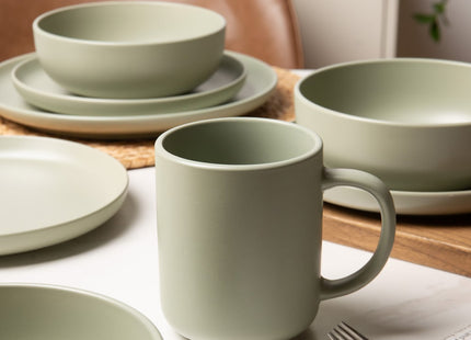 12-Piece Stoneware Dinnerware Sets With Mugs  Microwave & Dishwasher Safe  Non-Toxic Dinner Plates Bowls Set   Stackable Matte Glaze Kitchenware For 3