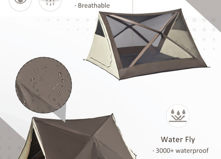2-3 People Pop Up Camping Tent Waterproof Automatic Instant Tent Portable Cabana Beach Tent with Rainfly, Carry Bag, Windows and Doors, Outdoor Camping Hiking Indoor