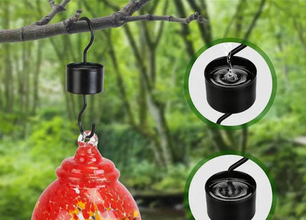 Glass Hummingbird Feeder 33OZ Hand Blown Hummingbird Feeder With 5 Flower Feeding Port Perch Ant Moat Hanging Hook S Hook Hemp Rope Cleaning Brush For Garden Backyard Decor