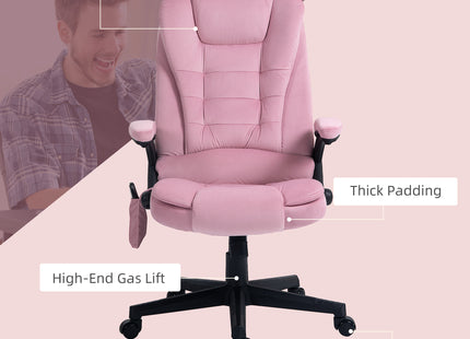 6 Point Executive Office Chair with Heat, Velvet High Back Vibrating Massage Office Chair, Pink