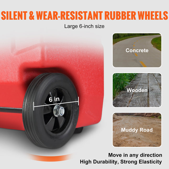 VEVOR 16 Gallon Fuel Caddy, Portable Gas Storage Tank Container With Hand  Rubber Wheels, Fuel Transfer Storage Tank For Gasoline Machine Oil Car Mowers Tractor Boat Motorcycle