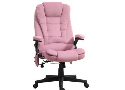6 Point Executive Office Chair with Heat, Velvet High Back Vibrating Massage Office Chair, Pink