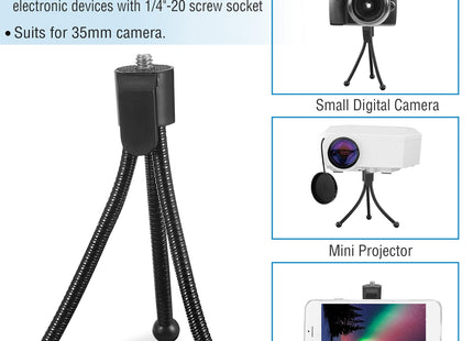 Tripod Stand For Camera Mini Projector Flexible Tripod Holder Heavy Duty Camera Tabletop Mount With Anti-slip Feet For Photograph Recording