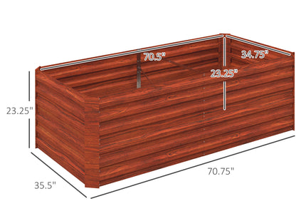 Galvanized Raised Garden Bed, Steel Outdoor Planters with Reinforced Rods, 71" x 36" x 23", Dark Brown