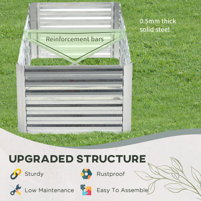 Galvanized Raised Garden Bed, Steel Outdoor Planters with Reinforced Rods, 71" x 36" x 23", Silver
