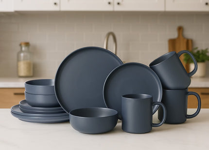 12-Piece Stoneware Dinnerware Sets With Mugs  Microwave  Dishwasher Safe  Non-Toxic Dinner Plates Bowls Set Stackable Matte Glaze Kitchenware For 3