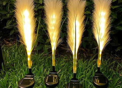 Solar Garden Lights Outdoor Waterproof 4 Pack Solar Flower Lights Decorative Landscape Lighting Pathway Patio Yard Decor Solar Reed Garden Lights