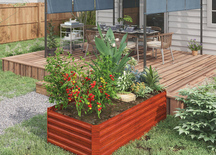 Galvanized Raised Garden Bed, Steel Outdoor Planters with Reinforced Rods, 71" x 36" x 23", Dark Brown