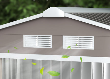 7' x 4' x 6' Outdoor Storage Shed Metal Garden Tool Storage Shed with Sloped Roof - Gray / White