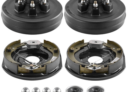 Electric Trailer Brake Assembly, 12 X 2 Inch, 1 Pair Self-Adjusting Electric Brakes Kit For 6000 Lbs Trailer Axle, Backing Plates For Braking System Part Replacement, Fit For Trailers, RVs
