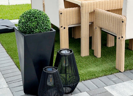 Indoor Outdoor Planters Set of 3 MgO Tall Planters Stackable Flower Pots with Drainage Holes for Garden, Balcony, Black