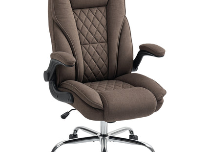 Executive Office Chair, Desk Chair with Flip-up Armrest, Diamond Fabric Computer Chair for Home Office, Dark Brown