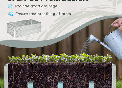 Galvanized Raised Garden Bed, Steel Outdoor Planters with Reinforced Rods, 71" x 36" x 23", Silver