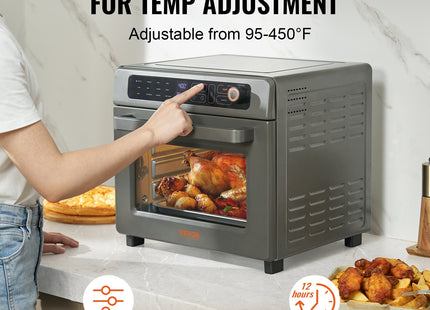 12-IN-1 Air Fryer Toaster Oven, 25L Convection Oven, 1700W Stainless Steel Toaster Ovens Countertop Combo With Grill, Pizza Pan, Gloves, 12 Slices Toast, 12-inch Pizza, Home And Commercial Use