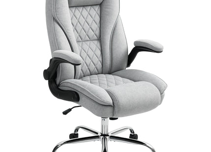 Executive Office Chair, Desk Chair with Flip-up Armrest, Diamond Fabric Computer Chair for Home Office, Gray