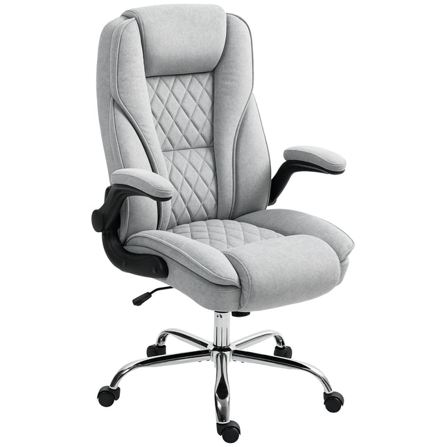 Executive Office Chair, Desk Chair with Flip-up Armrest, Diamond Fabric Computer Chair for Home Office, Gray