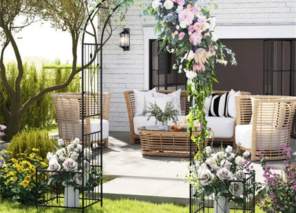 Multifunctional Outdoor Trellis - Climbing Vines Support+Flower/Vegetable Planters, 80"x20"x86"
