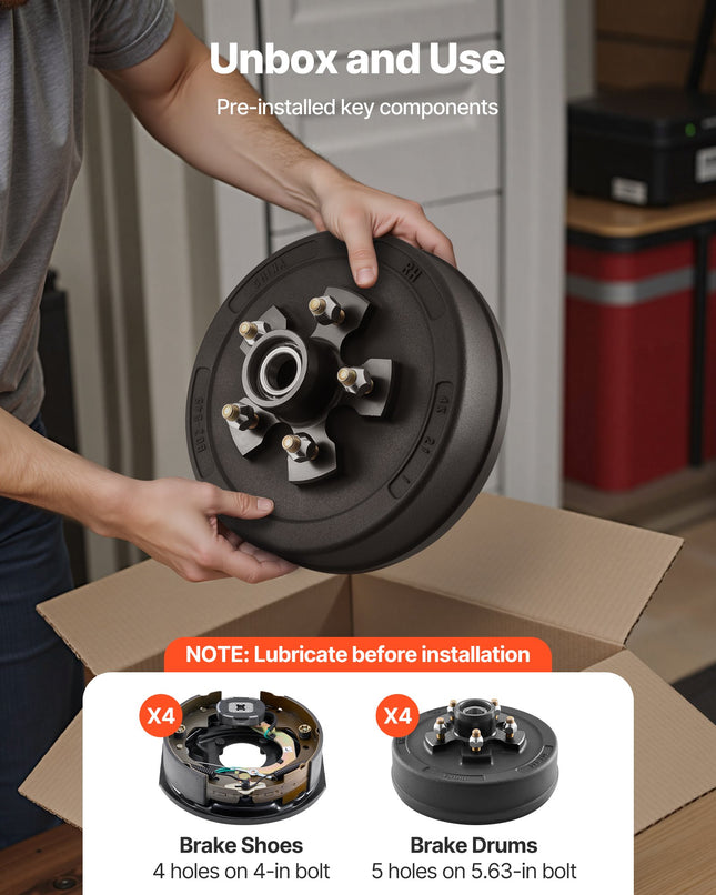 Electric Trailer Brake Assembly, 10 X 2-1/4 Inch, 2 Pairs Self-Adjusting Electric Brakes Kit For 3500 Lbs Trailer Axle, Backing Plates For Braking System Part Replacement, Fit For Trailers, RVs