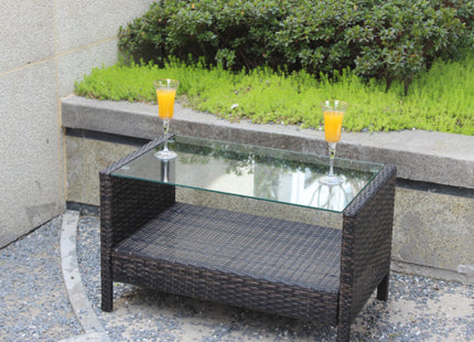 Outdoor Patio Furniture Coffee Table With Clear Tempered Glass