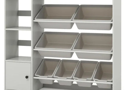 Kids Toy Organizer (Grey) - 44"x12"x39.5", 8 Storage Boxes, Open Shelves+Cabinet.