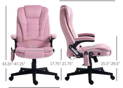 6 Point Executive Office Chair with Heat, Velvet High Back Vibrating Massage Office Chair, Pink