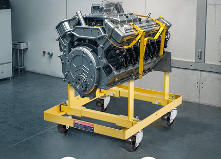 Engine Stand, 750 LBS Load Capacity Engine Motor Stand With Adjustable Width & Length, Heavy-Duty Steel Motor Holder With 4 Swivel Casters And 2 Ratchet Straps, Suitable For Most Engines