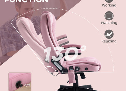 6 Point Executive Office Chair with Heat, Velvet High Back Vibrating Massage Office Chair, Pink