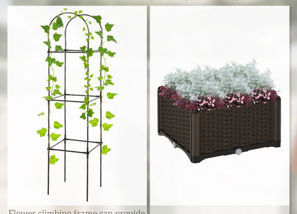 Raised Garden Bed with Trellis, Self-Watering Planter Box, 69.7" Tomato Planters for Climbing Plants Vegetable Vine Flowers