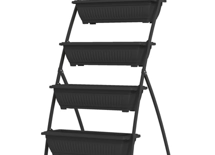 4-Tier Vertical Raised Garden Planter with 4 Boxes, Outdoor Plant Stand Grow Container for Vegetable & Flowers, Black