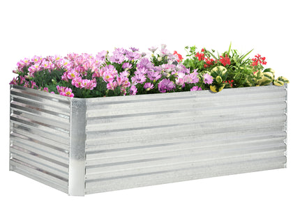 Galvanized Raised Garden Bed, Steel Outdoor Planters with Reinforced Rods, 71" x 36" x 23", Silver