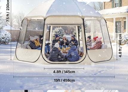 Pop Up Bubble Tent, 15 X 13.8 Ft Waterproof & UV-Resistant, Clear Camping Tent Shelter, Outdoor Garden Dome Igloo Tents With Windows, 540° Panoramic View, For 12-15 Persons Patio Backyard