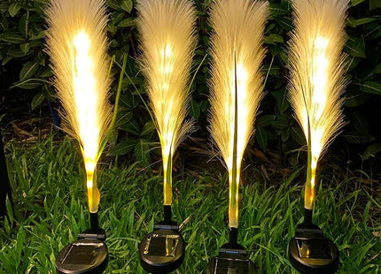 Solar Garden Lights Outdoor Waterproof 4 Pack Solar Flower Lights Decorative Landscape Lighting Pathway Patio Yard Decor Solar Reed Garden Lights