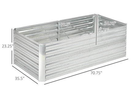 Galvanized Raised Garden Bed, Steel Outdoor Planters with Reinforced Rods, 71" x 36" x 23", Silver