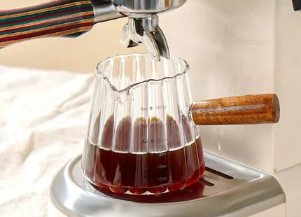 1 Pcs 180ml Mini Coffee Cup, Glass Milk Cup, Italian Coffee Cup With Wooden Handle, Coffee Measuring Cup