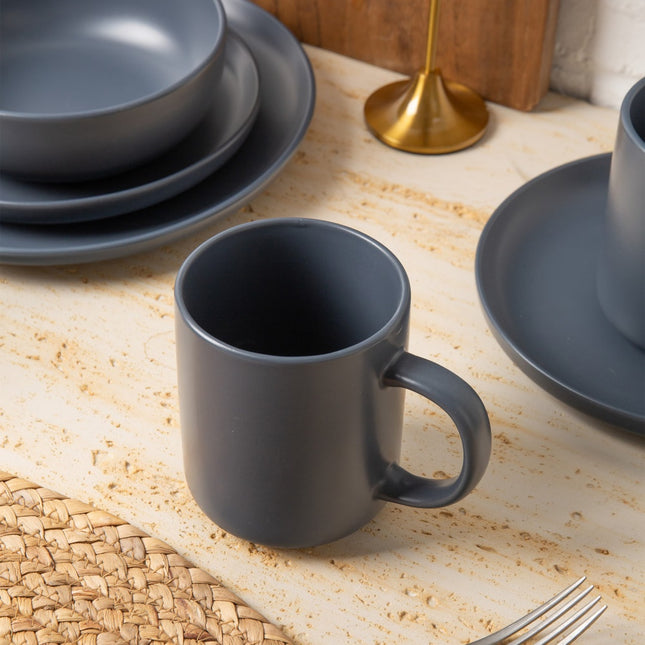 12-Piece Stoneware Dinnerware Sets With Mugs  Microwave  Dishwasher Safe  Non-Toxic Dinner Plates Bowls Set Stackable Matte Glaze Kitchenware For 3