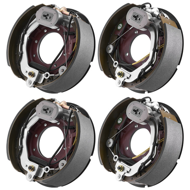Electric Trailer Brake Kit, 12.25 X 3.375 Inch, 2 Pairs Self-Adjusting Electric Brakes Kit For 10000 Lbs Trailer Axle, Backing Plates For Braking System Part Replacement, Fit For Trailers, RVs