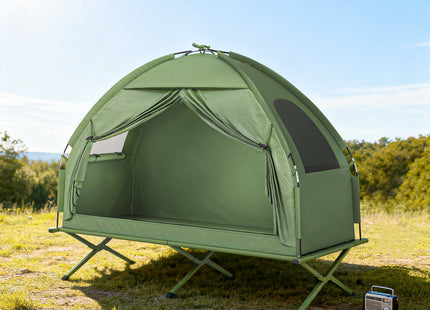 Camping Tent Cot, Single Person Folding Cot Combo, Off-Ground Tent, Covered Outdoor Bed with Carry Bag for Hiking, Camping